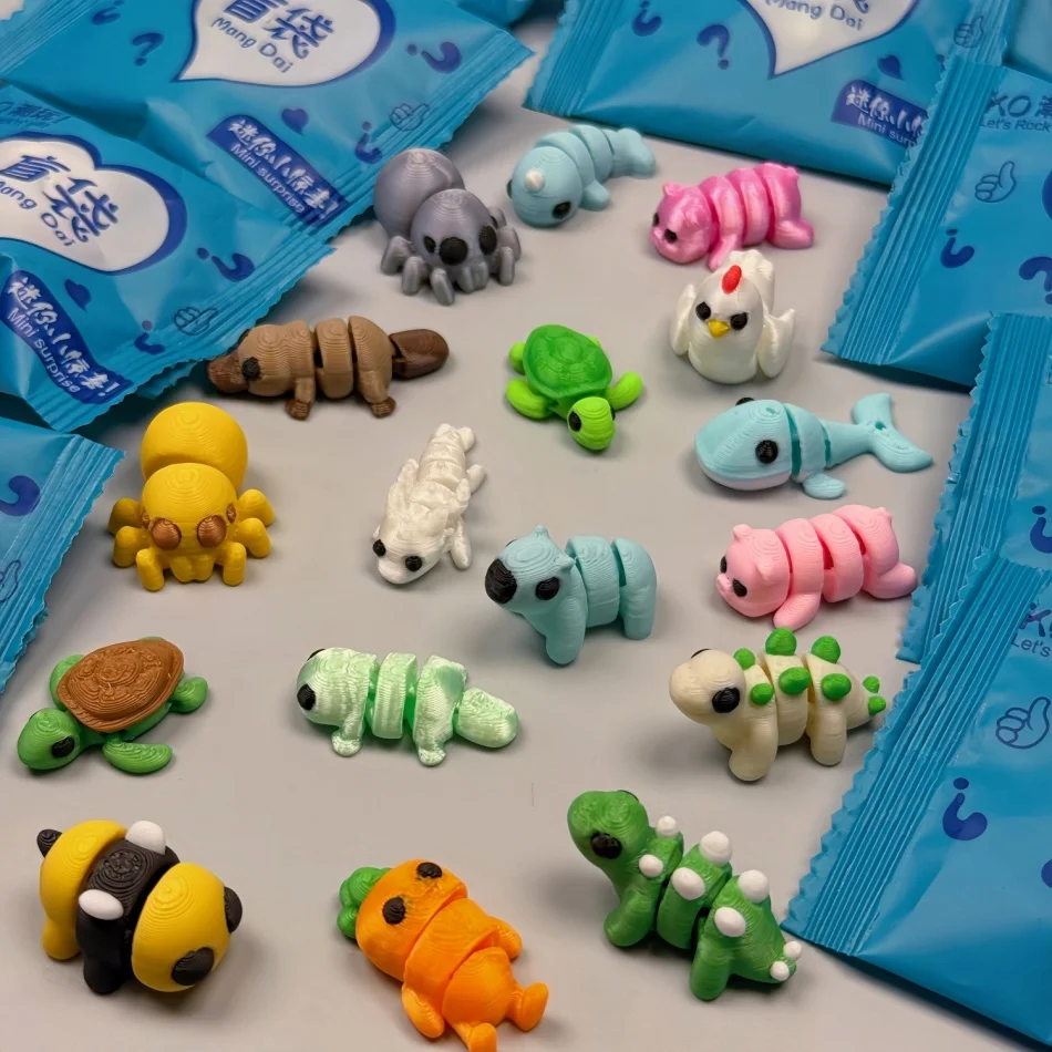 5-30Piece Mini Random 3D Printed Animal Figurine Set Flexible and Movable Surprise 3D Printed Cute Animal Desktop Decoration
