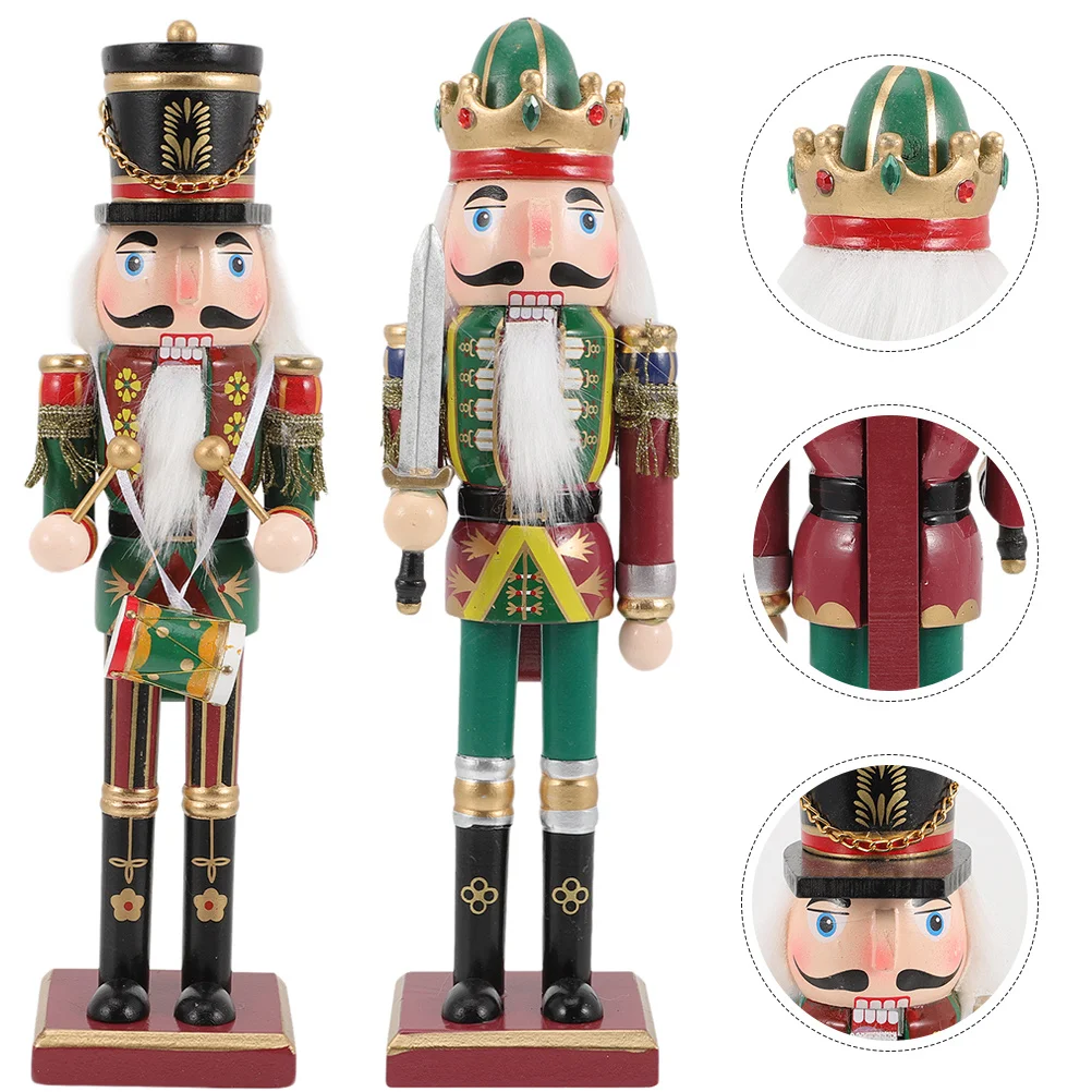 

2 Pcs Nutcracker Soldier Decor Nutcrackers Craft Figure Pendants Traditional Holiday