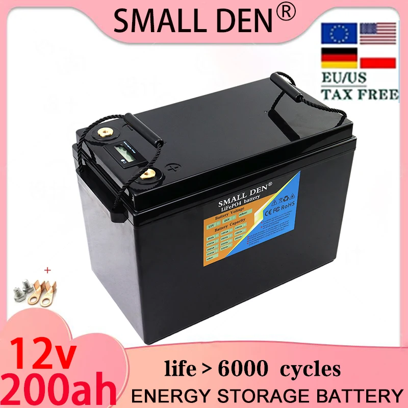 

12V 200Ah lithium iron phosphate battery camping vehicle off-road off grid solar wind power RV golf cart motorboat