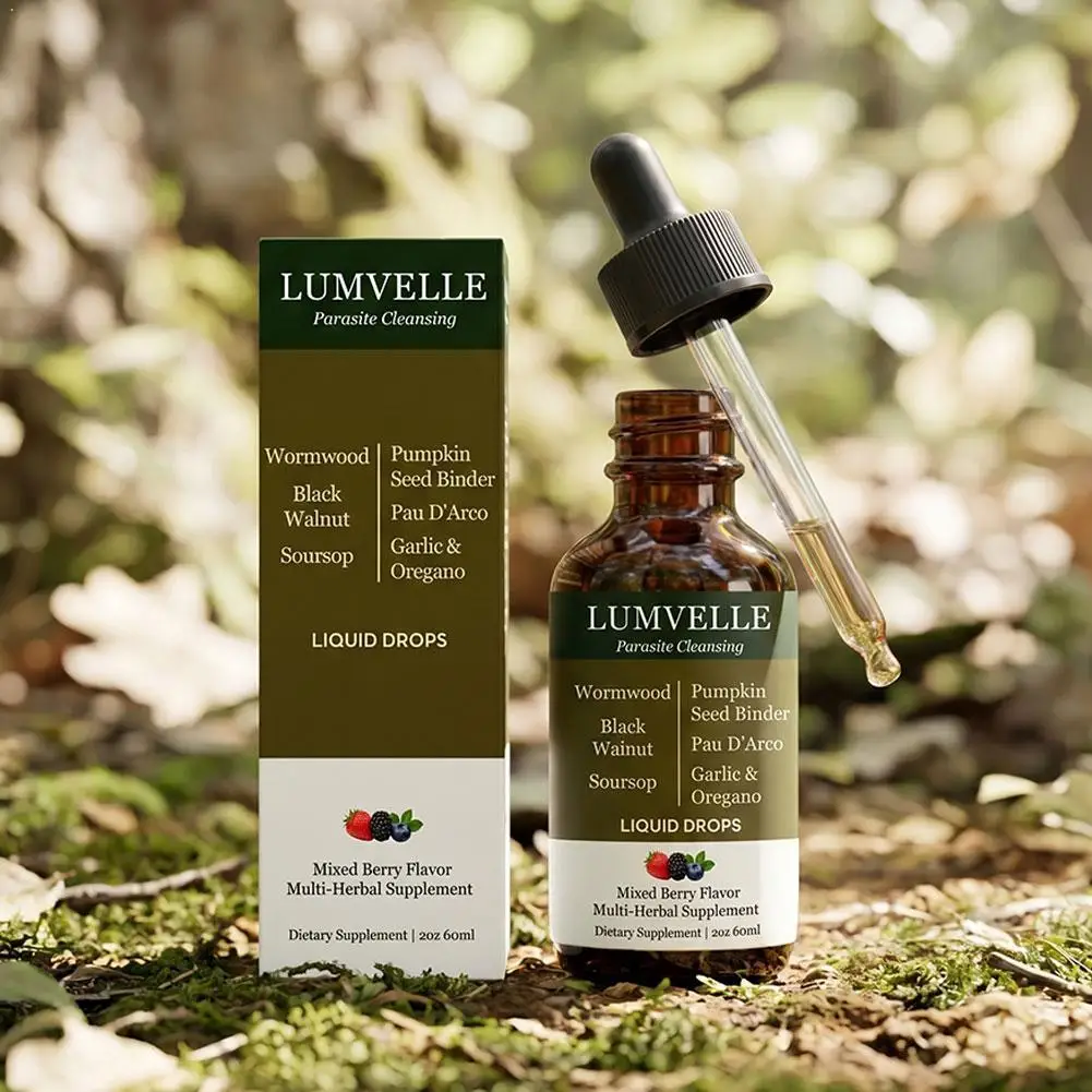Lumvelle Wormwood Black Walnut Intestinal Care Drops 60ml ,Multi Plant Mixed Body Care Supplement Ampoule Body Relief Care Drops