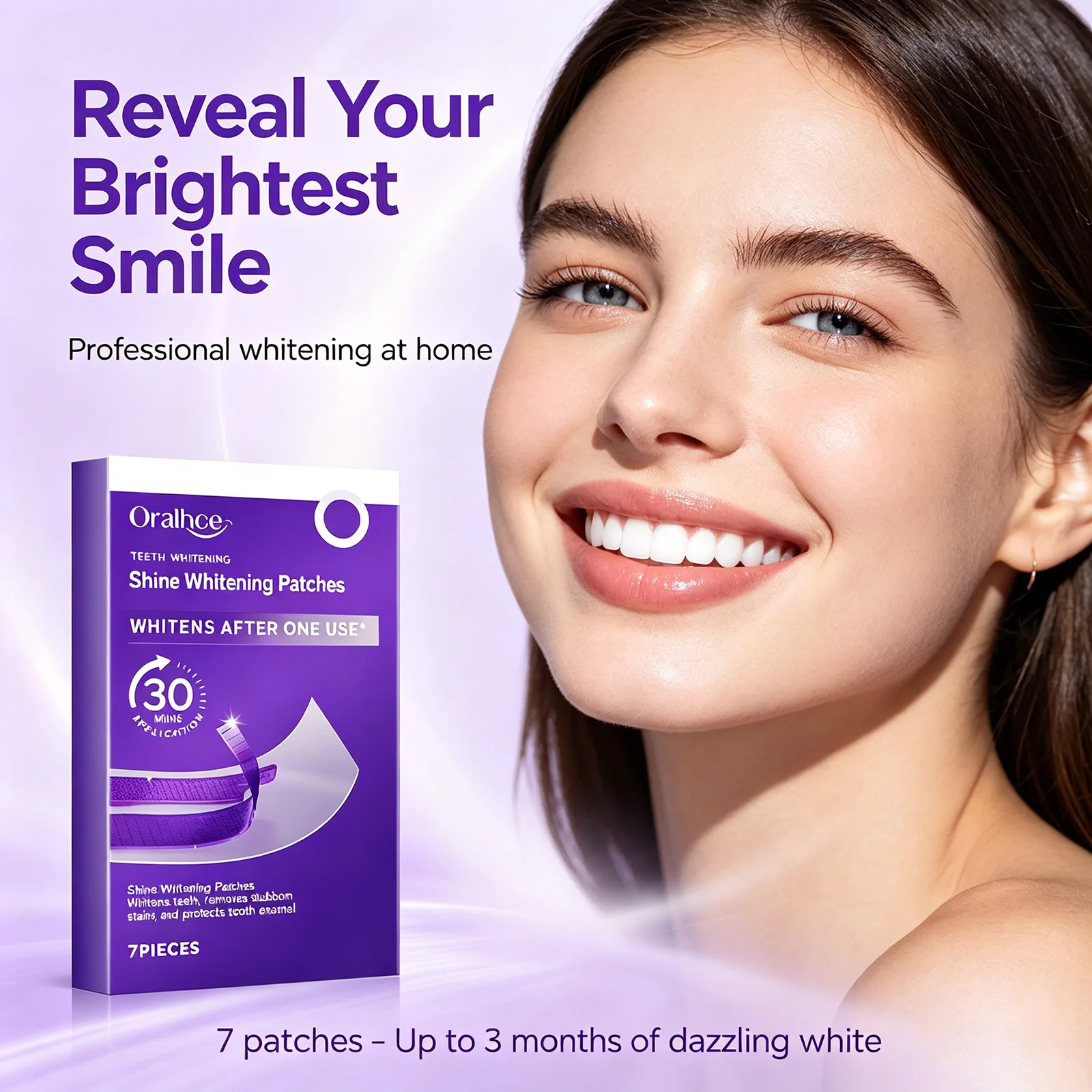 Purple Teeth Whitening Patches 30Min Fast-Acting Removes Coffee Tea Stains,One-Use Visible Whitening Home Teeth Bleaching Strips