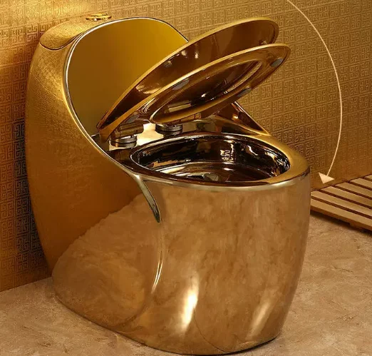 Export Foreign Trade Golden Electroplated Ceramic One Piece European Style Floor Mounted Super Swirling Water-saving Deodorant