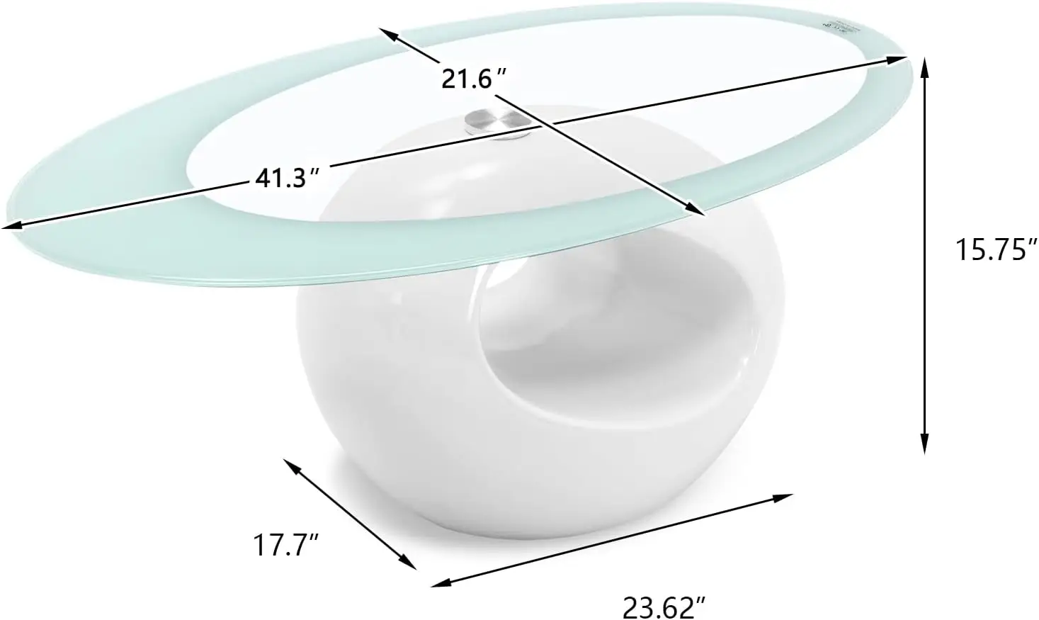 Table basse contemporaine en verre blanc, ensemble de table naren verre, plateau en verre du Guatemala et base solide brillante, pour la salle de séjour