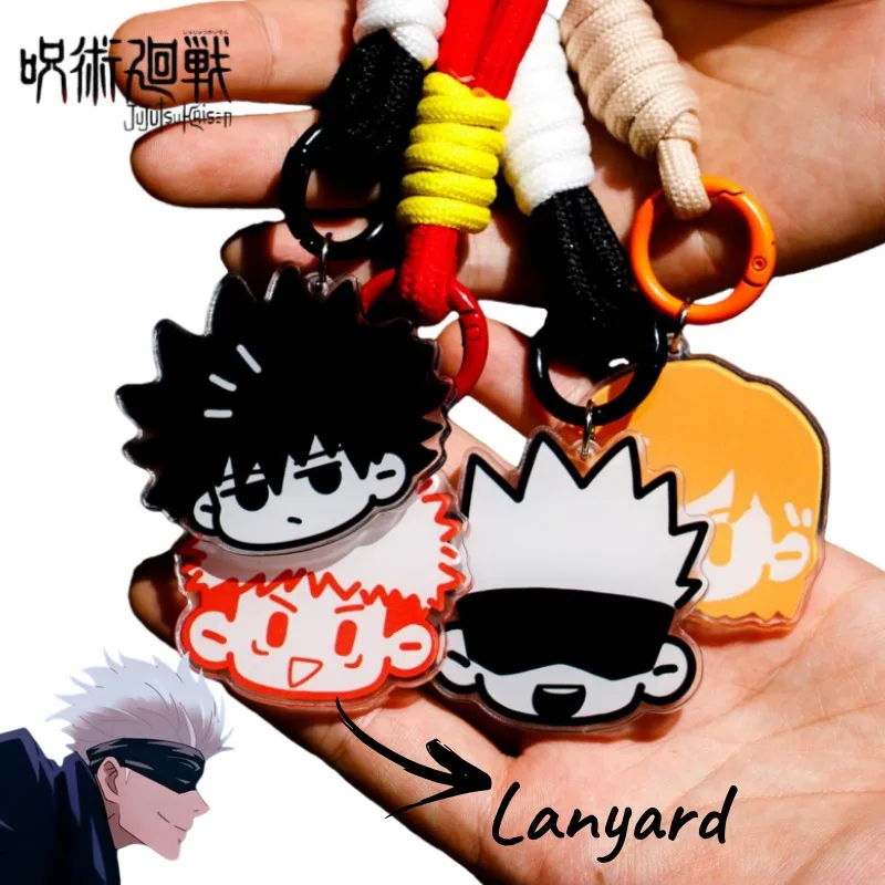 Jujutsu Kaisen Itadori Yuji Gojo Satoru Fushiguro Megumi أنيق سلسلة مفاتيح مصنوعة من الأكريليك حقيبة ظهر الطالب مكافحة فقدان حزام الديكور #1