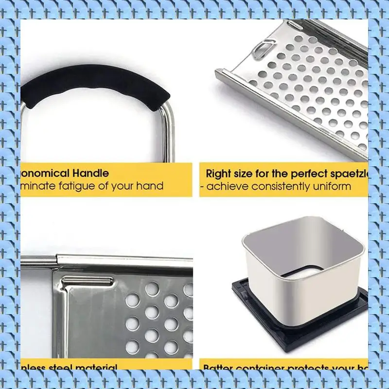 NOCM 2X Stainless Steel Spaetzle Maker With Comfort Rubber Grip Handle For Dumpling Noodle