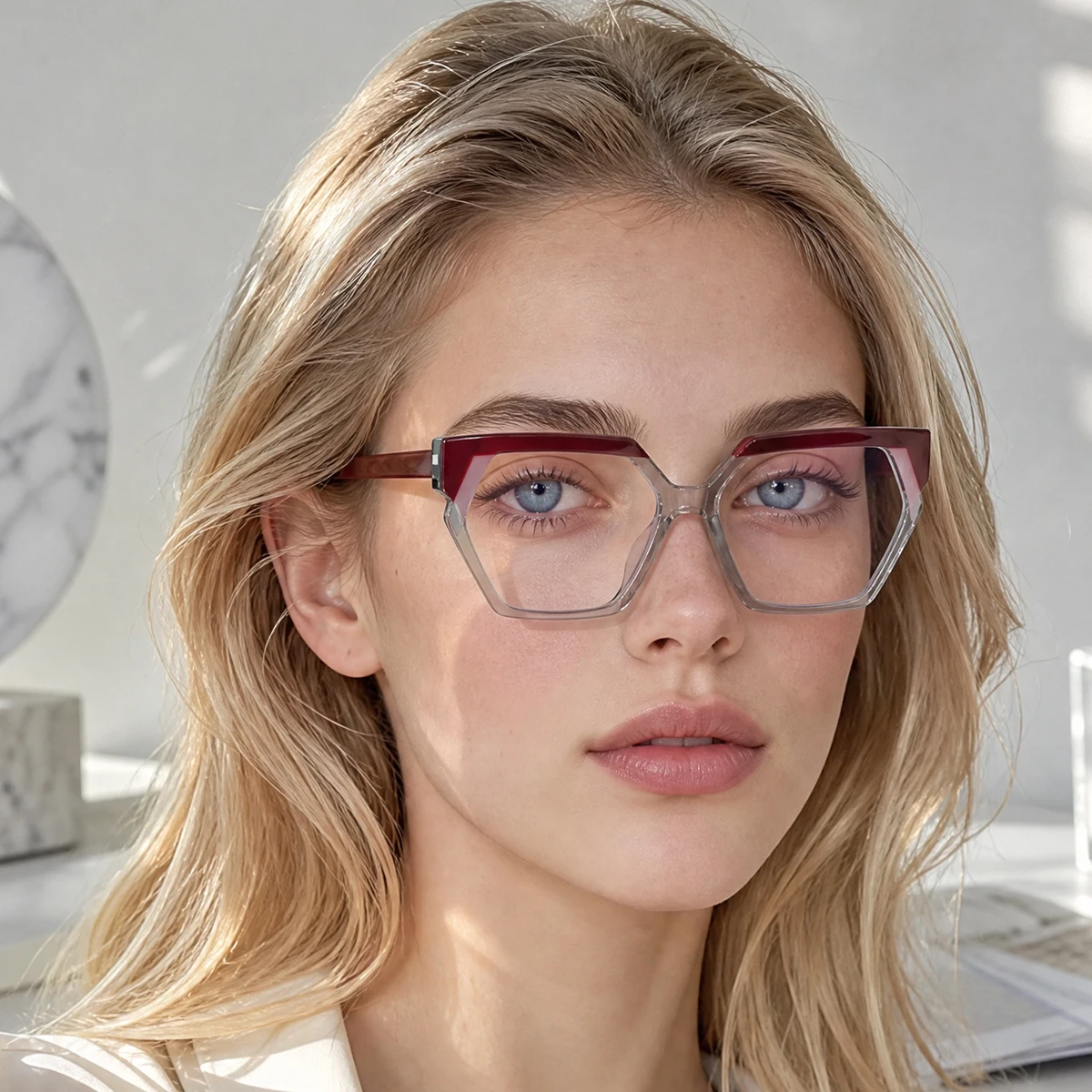 1 Pair of Women's Multi-Color Polygonal Full-Frame Glasses, Trendy and Eye-Catching, Stylish and Unique Women's Non-Prescription Glasses, Suitable for Girls' Gatherings, Casual Outings, Store Visits, and Outdoor Photog