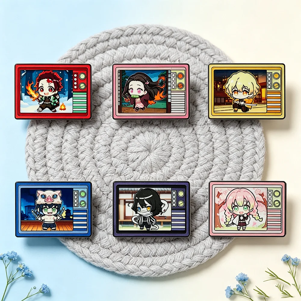 

6Pcs Demon Slayer Retro Anime Character Brooch Set Enameled Pin Badges Holiday Gift for Fans And Collectors Cute TV Shaped