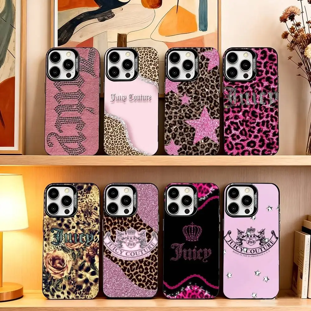 

Juicy Girly-glam Couture Phone Case For iPhone 17,16,15,14,13,12,11 Plus,Pro Max,XS,Colorful Silver Black Cover