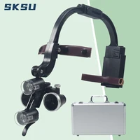 Lupa Dental Binocular con aumento de 2,5x3,5x, batería única con luz LED, faro quirúrgico para lámpara médica de dentista