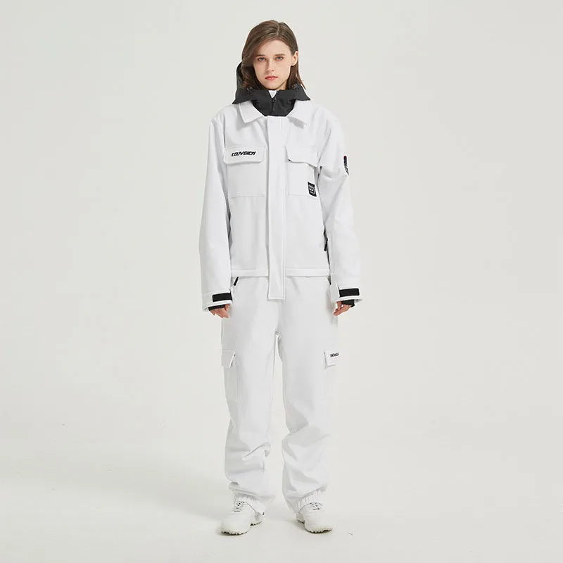 Traje de nieve de una pieza con capucha para hombre y mujer, ropa impermeable para deportes de montaña, esquí, Snowaboard, invierno, 2025