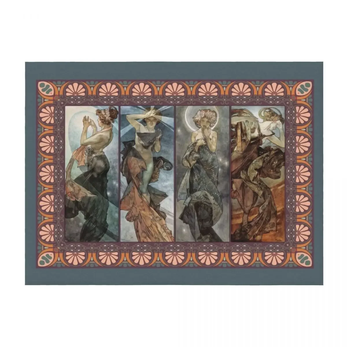 

The Moon and the Stars with Border Alphonse Mucha Throw Blanket Quilt Luxury Brand Sofas for sofa Blankets