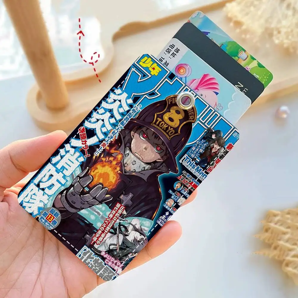 Anime F-Fire Force Bank Card,Subway, Bus Card Holder Keychain Key Ring Door Access Tags ID Card Case Keychain Access