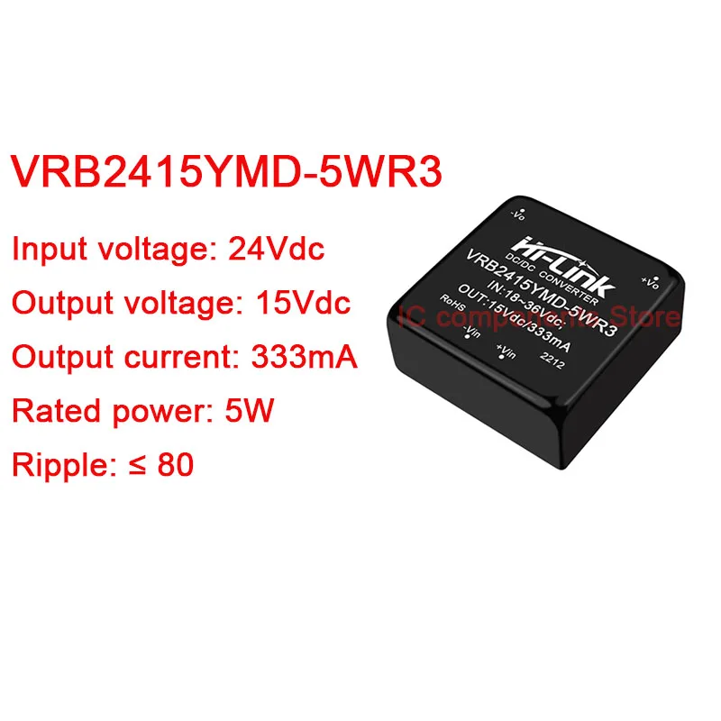 5W DCDC Isolated Converter 24V to 3/5/9/12/15/24V Switching Power Supply Module VRB21205YMD-5WR3 VRB2405YMD-10WR3