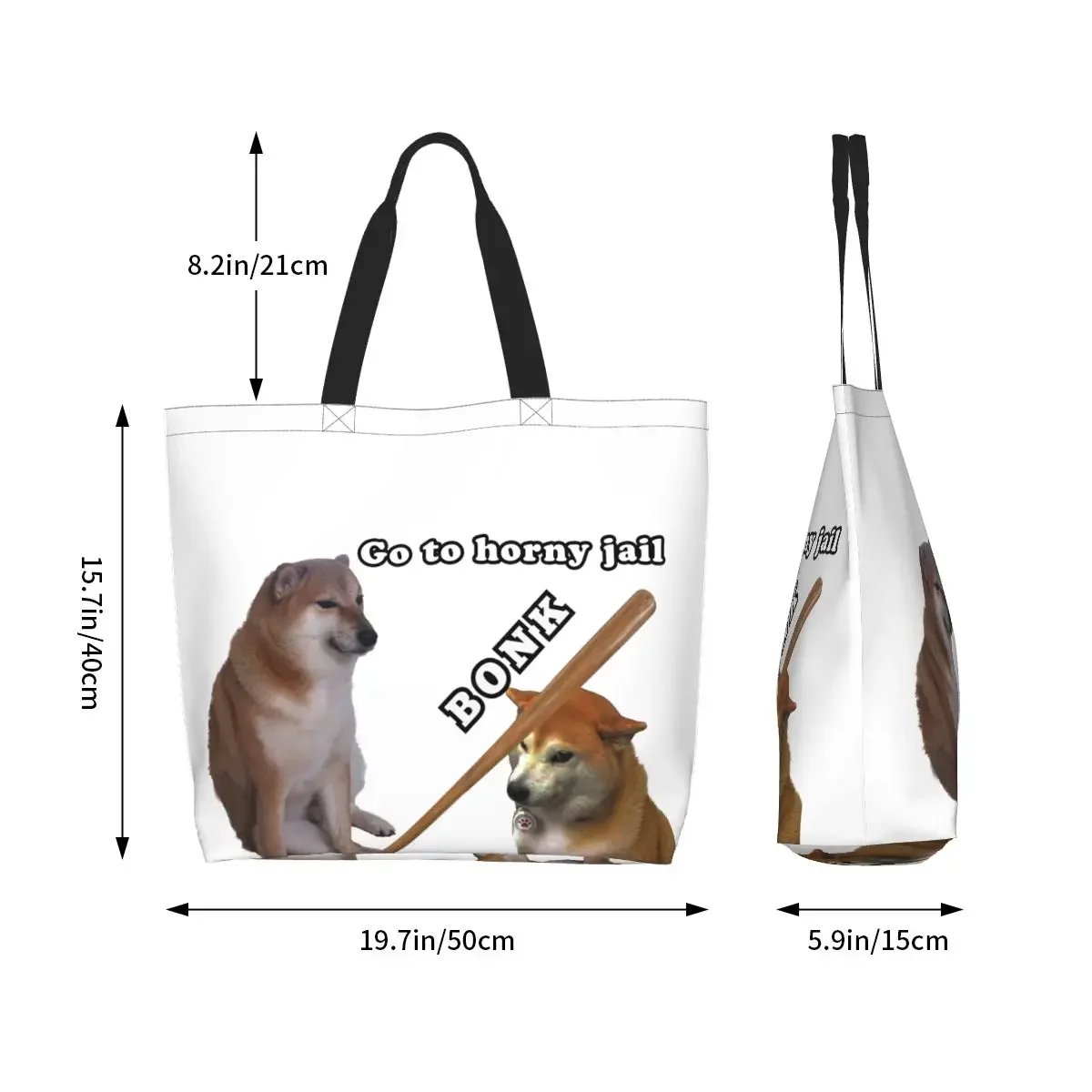 Bolso de mano de lona reutilizable para compras, bolsa de hombro para Shopper, Shiba Inu, perro, Cheems, Bonk