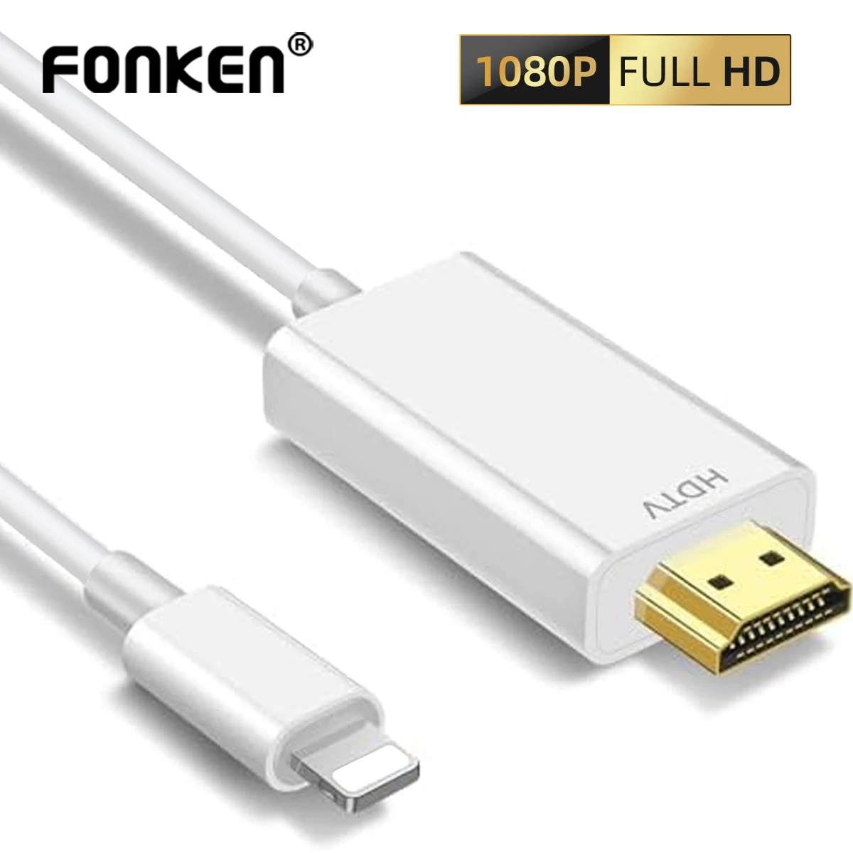 

Кабель Fonken для IOS-HDMI 2.0 для iPhone, цифровой AV-адаптер, 1080P HD-видео разъем для синхронизации экрана для ТВ-проектора, монитора