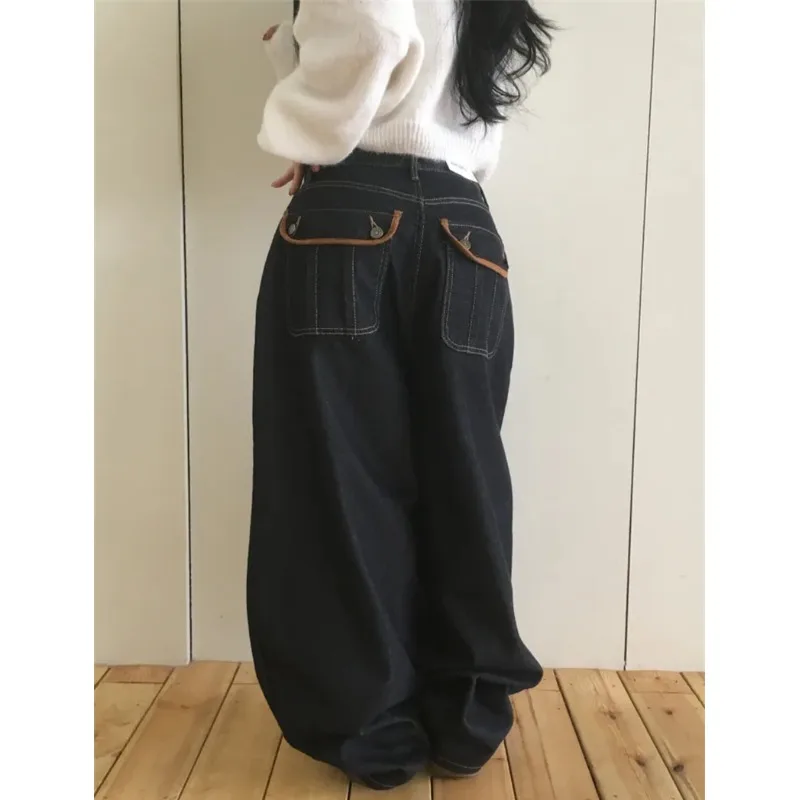 Celana Jeans Wanita High Waist Musim Gugur Musim Dingin Warna Chic Blo Waed Outdated Bend Knife Pants Kasual Celana Panjang