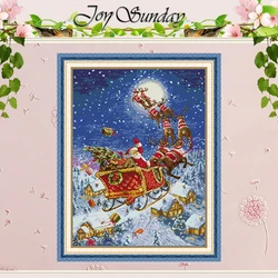 Santa Claus on the Road Patterns Counted Cross Stitch Set DIY 11CT 14CT 16CT Stamped DMC Cross-stitch Kit Embroidery Needlework
