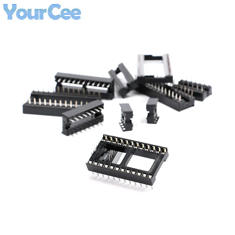 10PCS IC Socket Round Square Hole DIP 6 8 14 16 18 20 24 28 40 Pin Connector IC Seat Socket 6P/8P/14P/16P/18P/20P/24P/28P