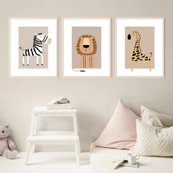 Set of 3 Bohemian Giraffe Toddler Mural Canvas, Zebra Forest Toddler Decoration, Interesting Lion Animal Printing Poster, Children's Forest Art Room, Toddler Printing, Toddler Decoration, Animal Toddler, Children's Room Decoration, Frameless
