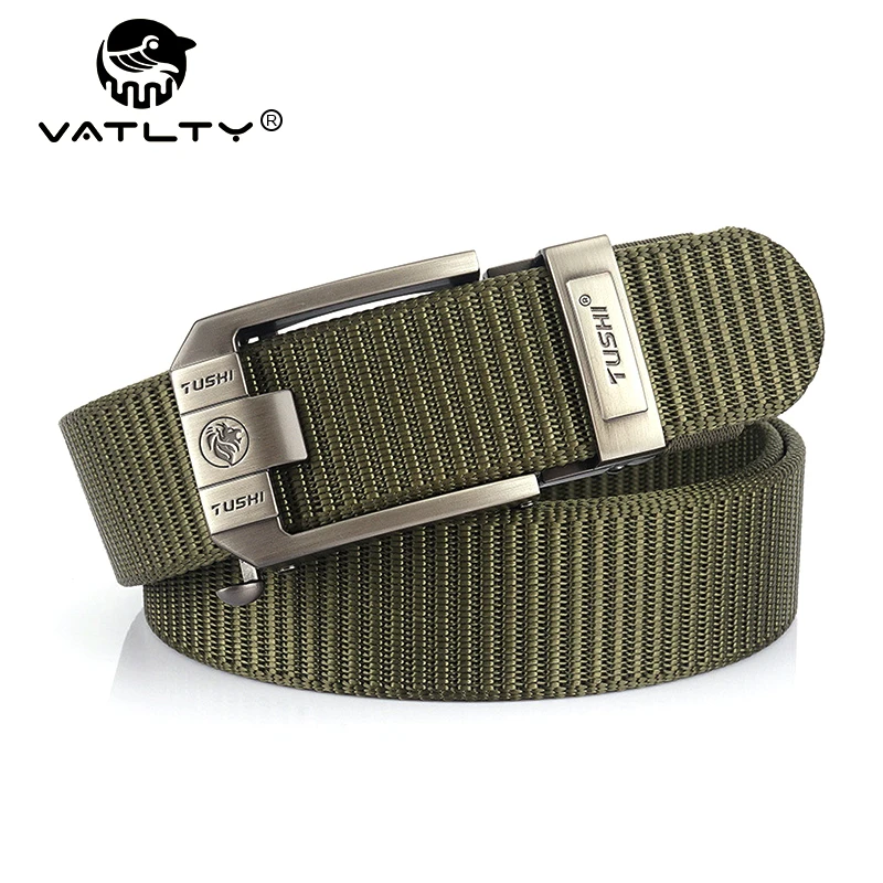 VATLTY Cinturón de hebilla automático para hombres 34 mm Cinturón táctico militar de nylon real Cinturón táctico antideslizante Cinturón de caza de