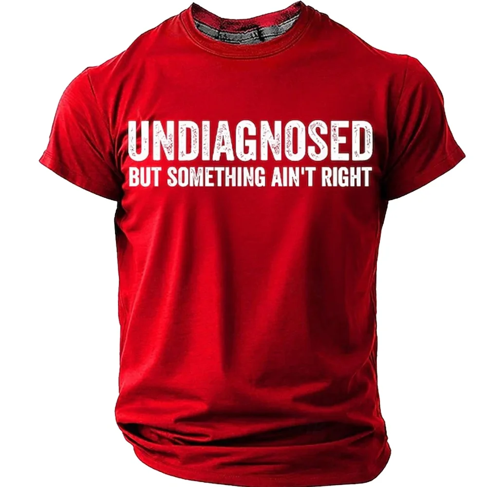 Men's T-shirt with Short English Phrases Printed, Men's Crew Neck Short-Sleeved T-shirt, Street Style, Fun, Loose and Casual Top