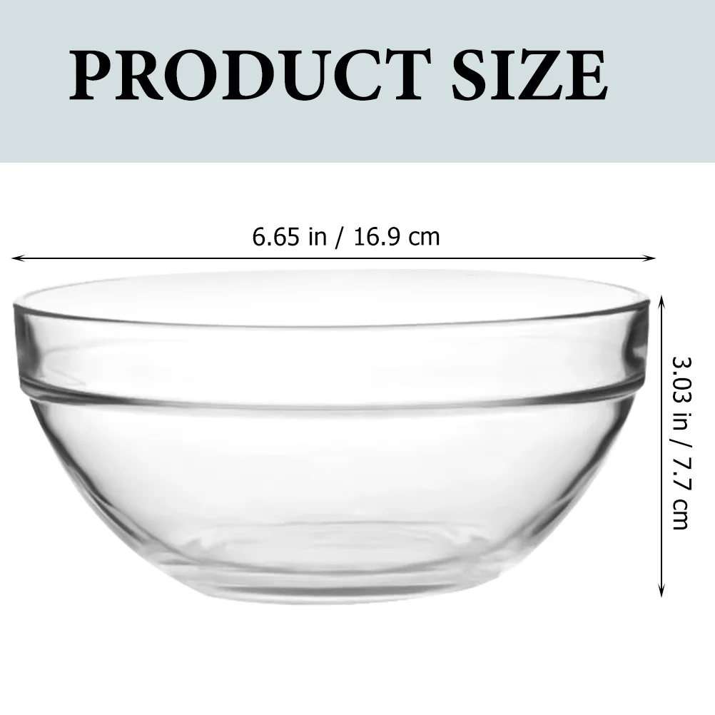 

2 Pcs Bowls for Party Kitchen Mixing Dinner Prep Cooking Transparent Glass Household Food Serving