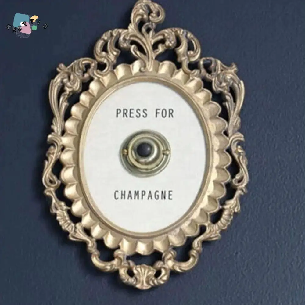

Press For Champagne Button Mini Easy Use Home Decoration Hanging Door Bell Desktop Ornament Metal Handicraft Champagne Doorbell
