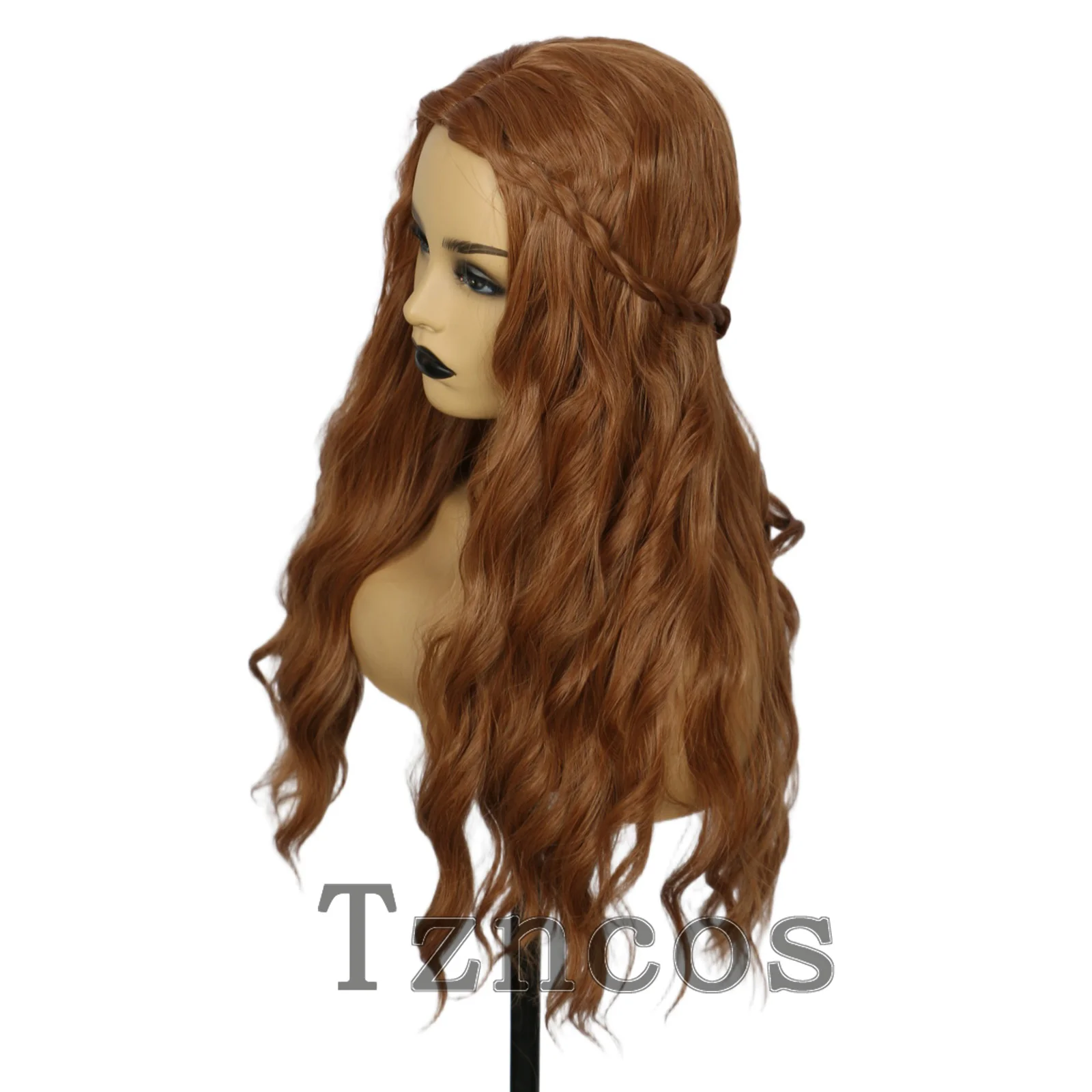 Tzncos 70s الهبي طويل متموج شعر مستعار اصطناعي للنساء Daenerys مستوحاة شعر مستعار تأثيري لحفلة الهالوين