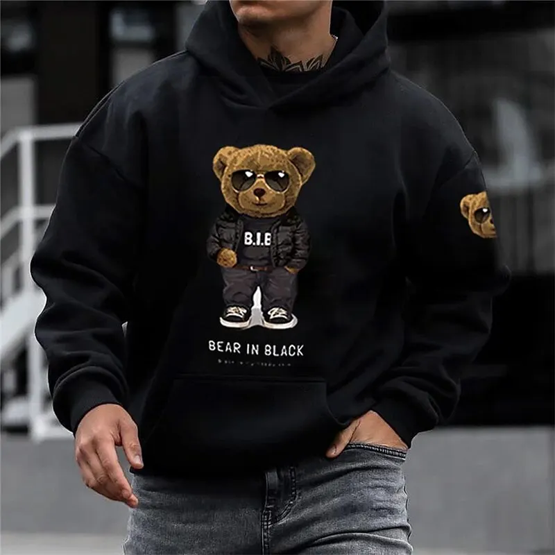 Men\'s sweater pullover hooded sweatshirt hooded pattern printed daily sports street designer basic spring and autumn clothing