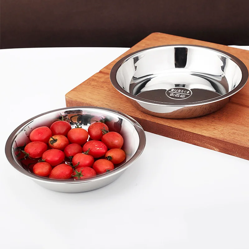 2/4Pcs 316 Stainless Steel Circular Dish, Household Dinner Plates Thickened And Drop-Resistant Stacking Storage Kitchen Utensils
