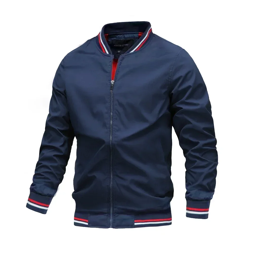 Giacca da uomo primavera autunno Golf Bomber giacca a vento Casual cappotto giacca militare con colletto alla coreana con cerniera Outwear di alta