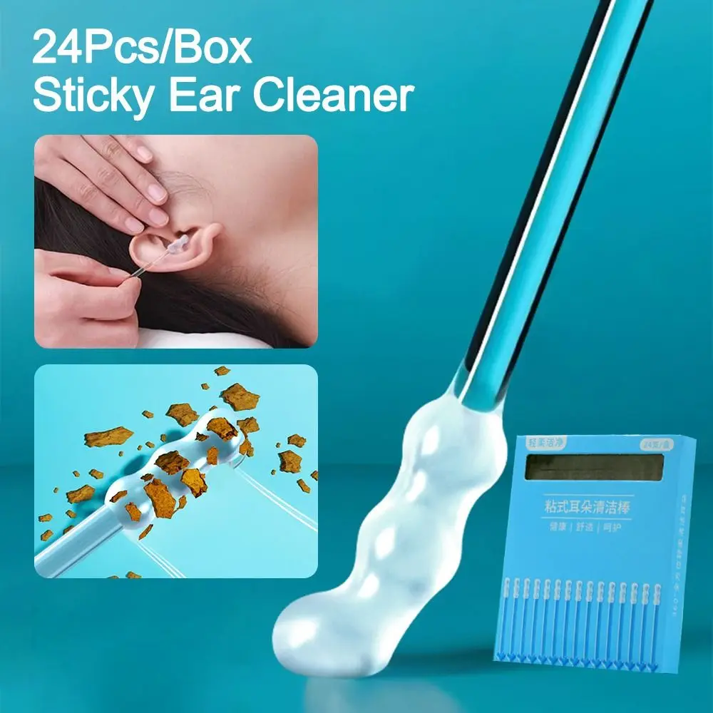 24PCS/Box New Silicone Disposable Ear Swabs Soft Ear Cleaner Ear Wax Removal Tool Sticky Ear Swabs Children Adult