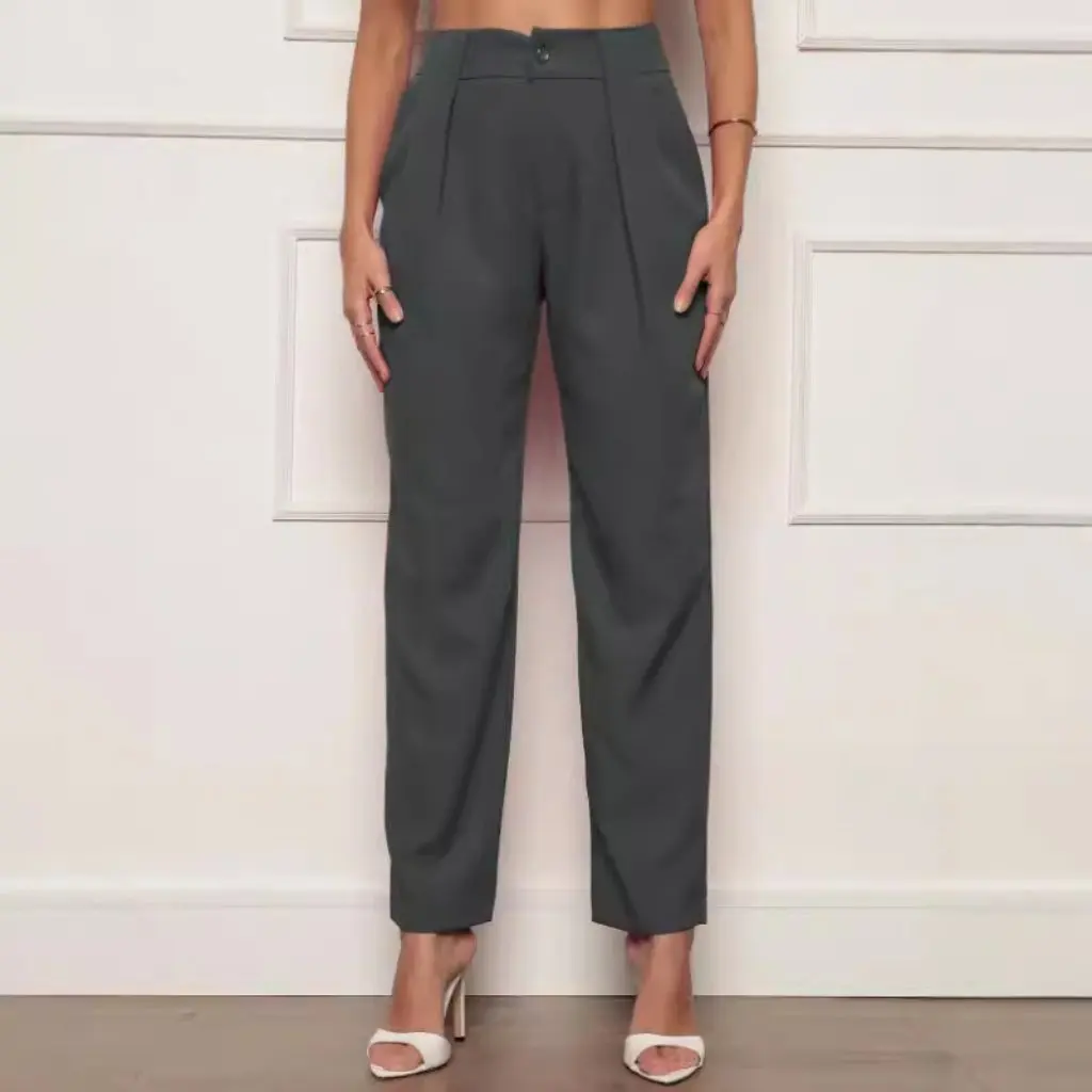 ربيع الخريف المرأة عارضة السراويل TUME النمط الأوروبي الأمريكي بلون الساق السراويل مع جيوب للسيدات