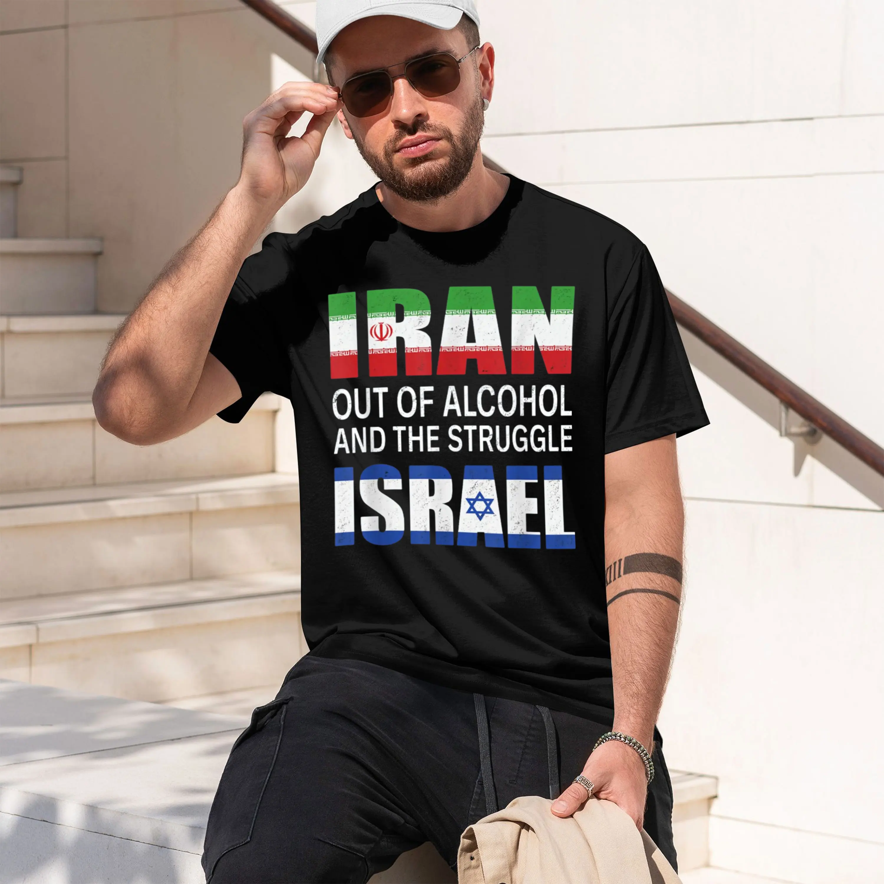Iran Out Of Alcohol And The Struggle Funny Vintage T-Shirt Summer Short-Sved Breathable Sweat-Wking Versatile Trendy 2026 New Mo