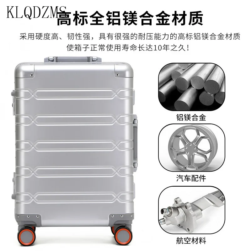 KLQDZMS Suitcase Full Aluminum Magnesium Alloy Trolley Case Men's Business Scratch-resistant Wear-resistant Hand Luggage