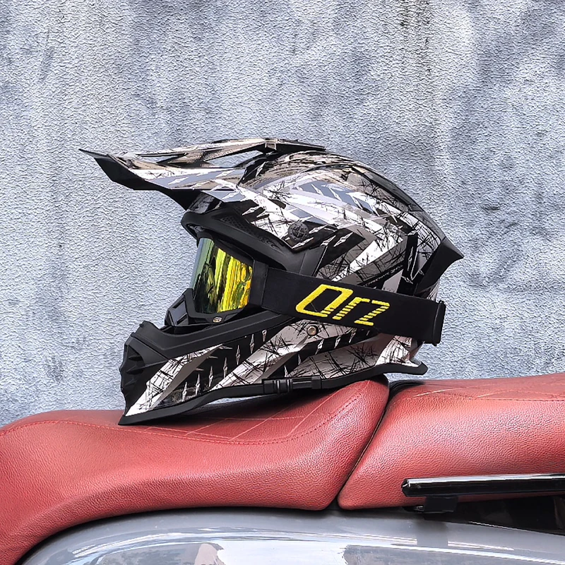 Casco de Motocicleta ATV Dirt Bike, casco de Motocross todoterreno con lente