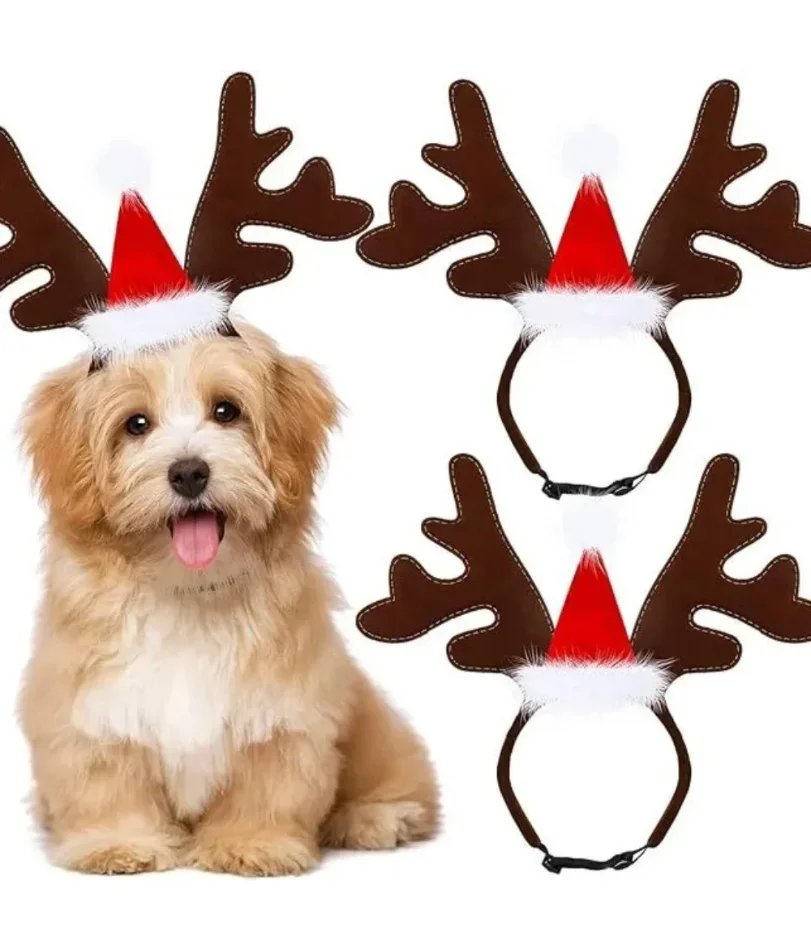 

Christmas Decoration Pet Headwear Party Dress Up Antlers Hair Hoops Pet Supplies Christmas Hat Headbands Dog Elk Hair Hoops
