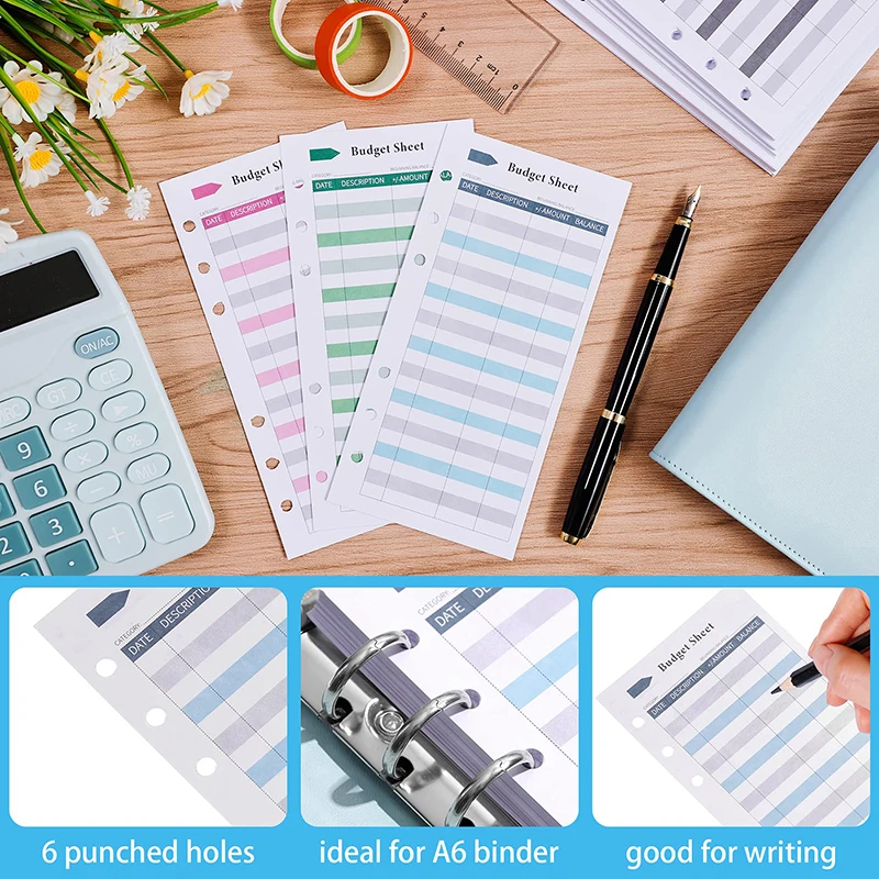 A6 Binder Budget Planner buste in contanti per Budget Money Organizer Tracker spese fogli Budget con etichette adesive casa