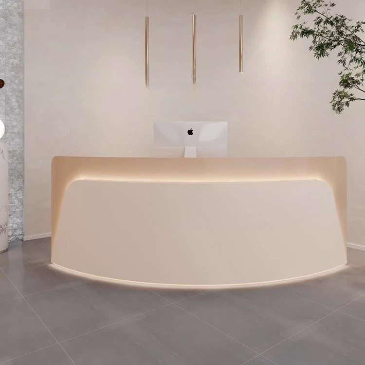 Beauty salon semicircular arc checkout page Art dance school reception desk