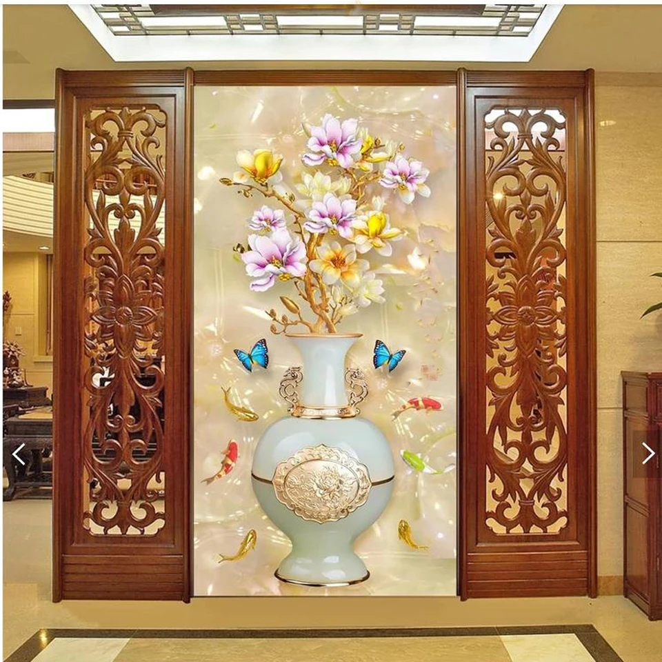 Magnolia Flower Vase DIY Diamond Painting Mosaic Home Living Room  Rhinestone Embroidery Cross Stitch Kits Corridor Aisle Decor