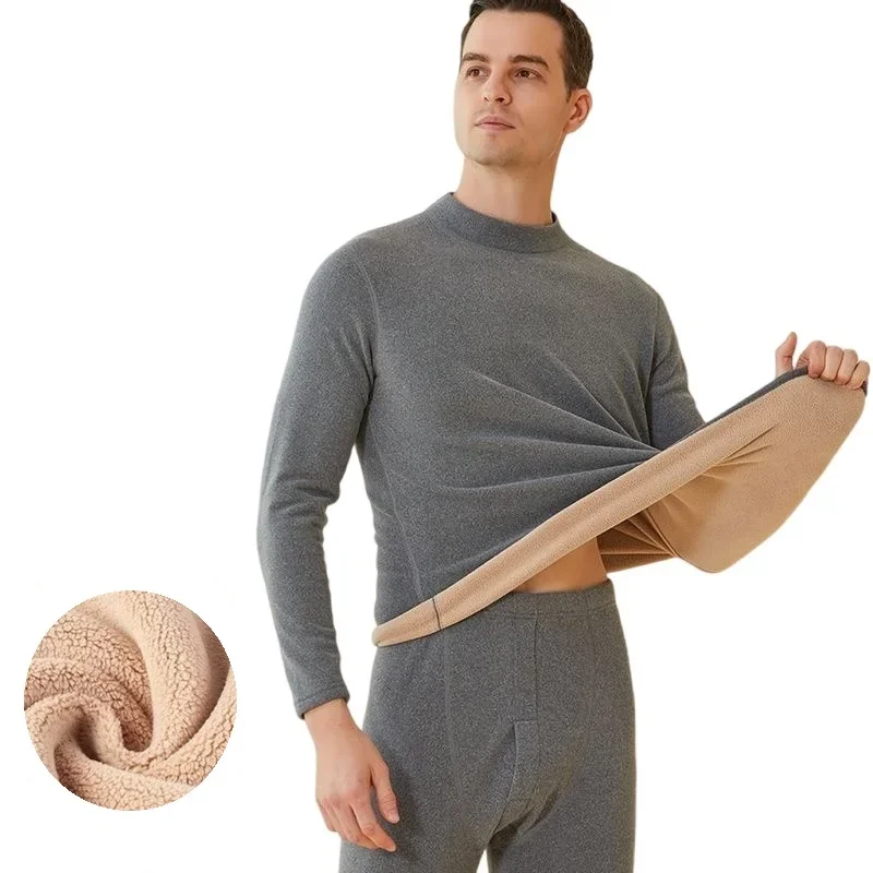 New Winter Thermal Underwear Men Mock-neck First Layer 2 Pieces Under Panties and Undershirts Keep Warm Clothing Elastic L-4XL
