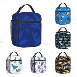 Sea Animals Fish Portable Lunch Bag for Women/Men Insulated, Reusable Blue Lunch Box for Office Work School Picnic Beach