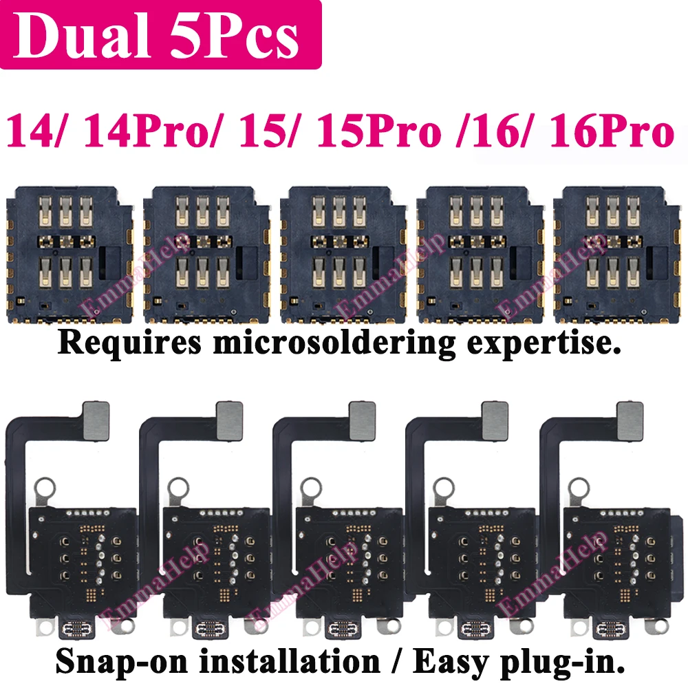 

Кабель-адаптер для считывателя SIM-карт (5 шт.) для iPhone 16, 15 Plus, 14 Pro Max, 12, 13, 11 (внутренний слот/лоток)