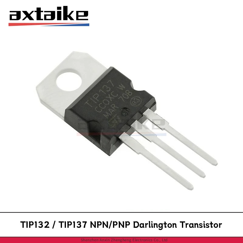 10PCS TIP132 TIP137 TO-220 8A 100V 70W NPN PNP Complementary Silicon Darlington Power Transistor