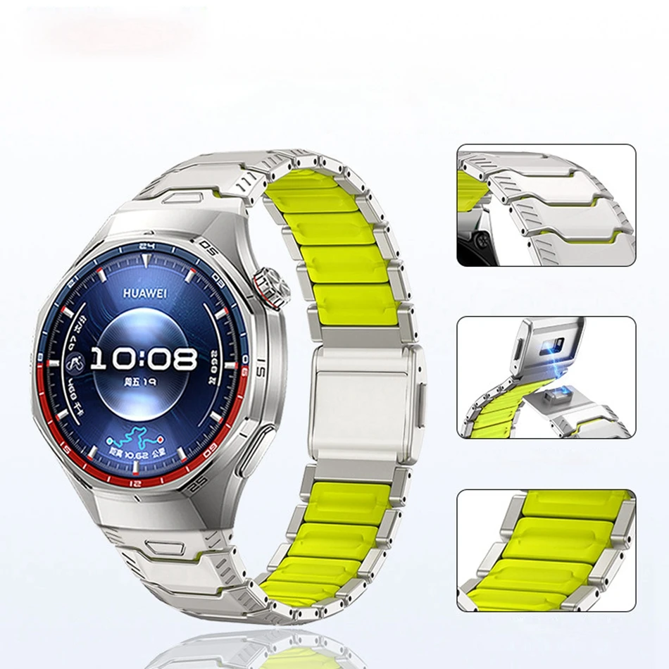 Titanium Rubber Magnetische Bandjes voor Samsung Galaxy Watch 8 Ultra 47mm 40/44/46mm Classic Band voor Huawei GT 6/5/4 Pro 22mm Band - afbeelding 2