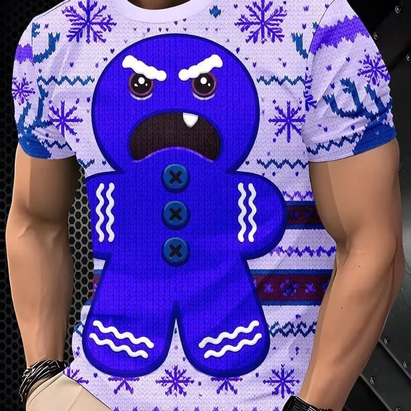 New Gingerbread Man Ugly Christmas-style Pattern Printed Round-neck Printed Long-sleeved Top for Both Men and Women