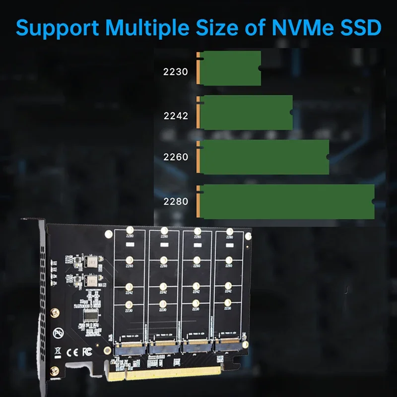 M.2 NVME SSD Adapter to PCIe 4.0 3.0 Converter PC Motherboard PCIe x1 x4 x8 x16 Expansion Card for 2230 2242 2260 2280 M2 SSD