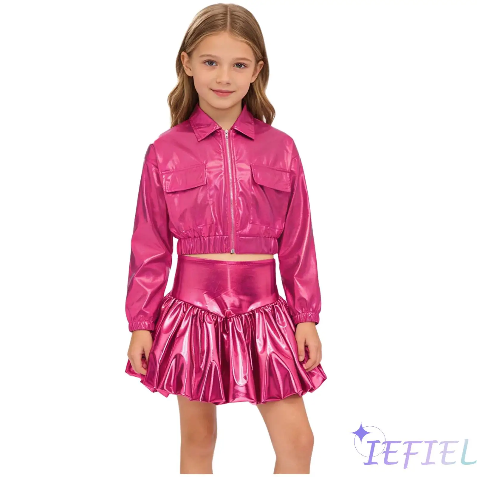 

Kids Girls Shiny Sequins Shorty Unitards Dress for Modern Jazz Latin Dance Ballet Set Cheerleading Competition Dance Costume