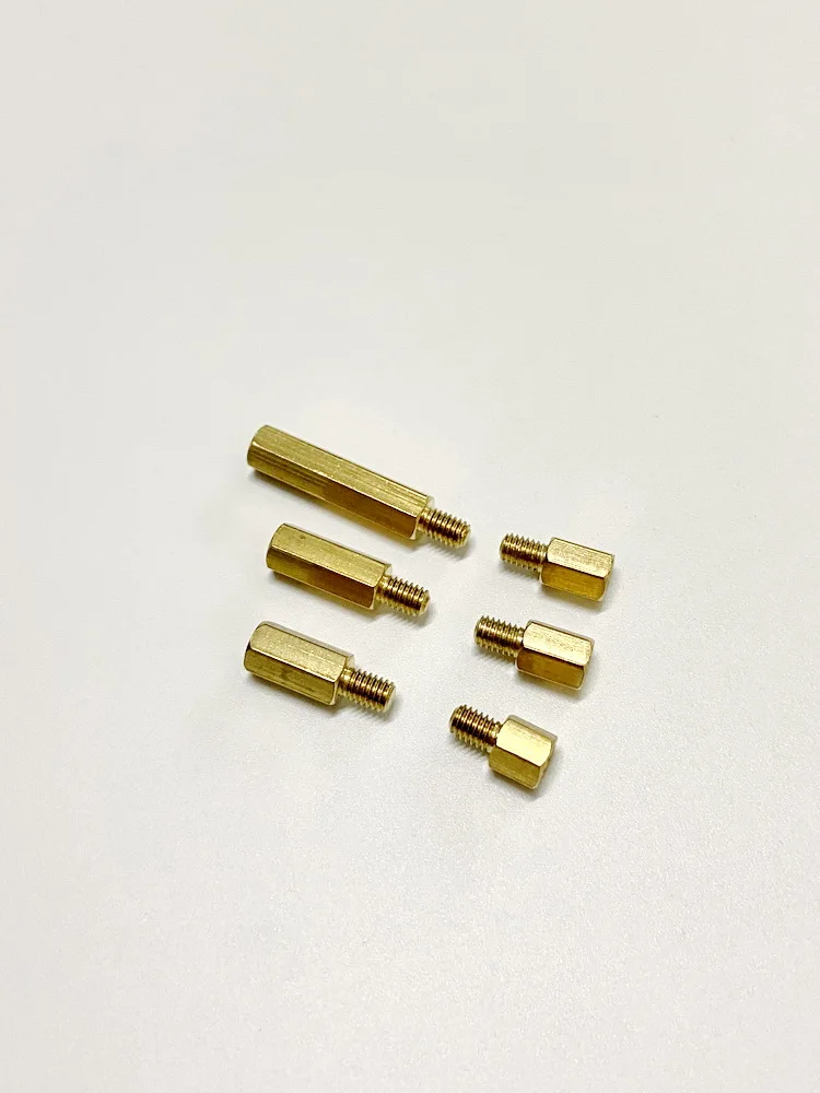 M4 Threaded Copper Fastener Bolt Male And Female Single Head Hexagonal Brass Screw Column Brass Material Tightening Parts