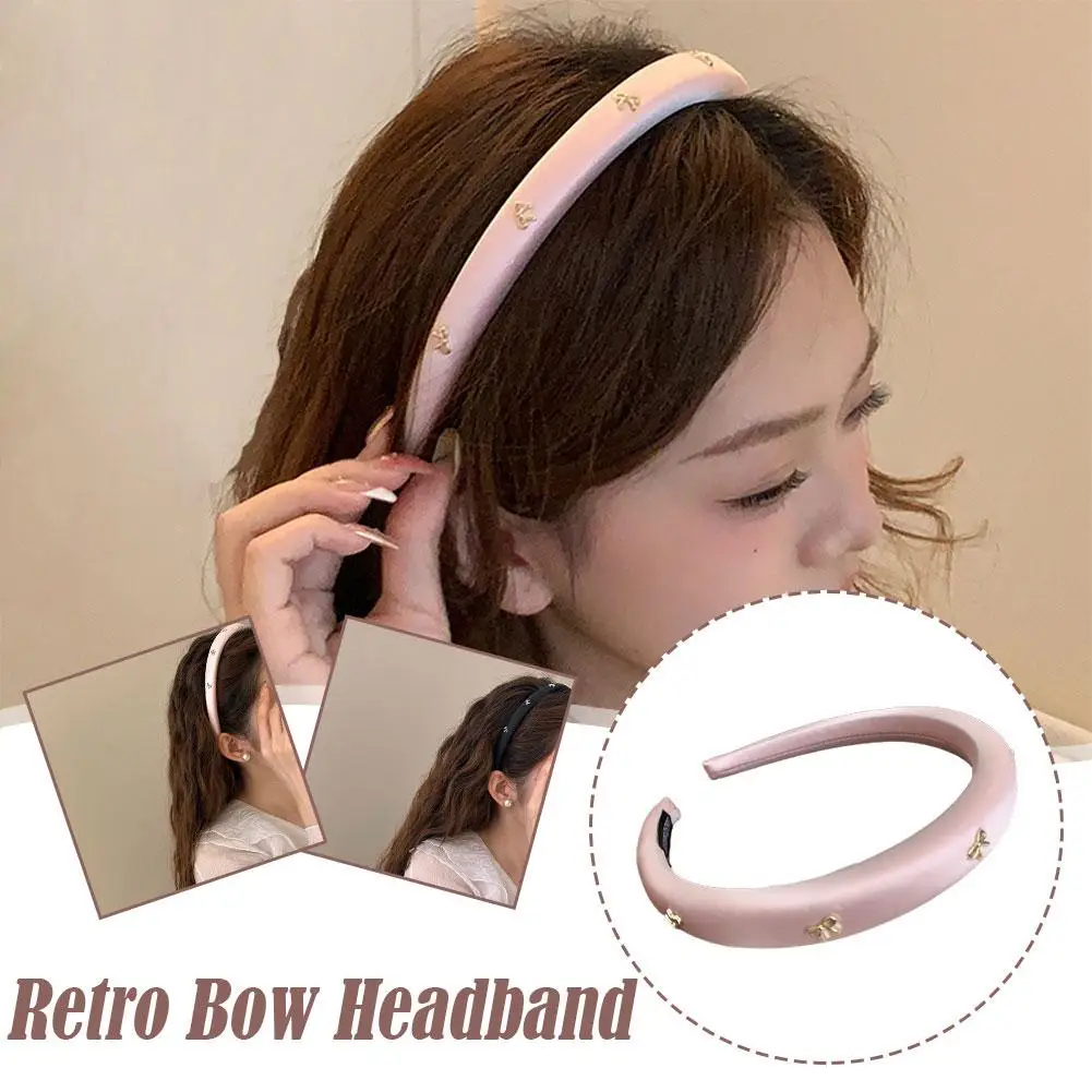 French Retro Bow Hairband Women Wide-brimmed Makeup Headband Sweet Fashion Hair Accessories